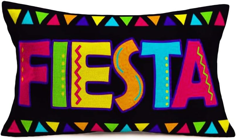 Amazon.com: Fukeen Fiesta Words Throw Pillow Covers Merry Christmas  Christian Jesus Happy Birthday Gifts Pillow Cases Cotton Linen Colorful  Geometry Pattern Cushion Cover Oblong 12x20 Inch for Sofa Chair, Black:  Home &