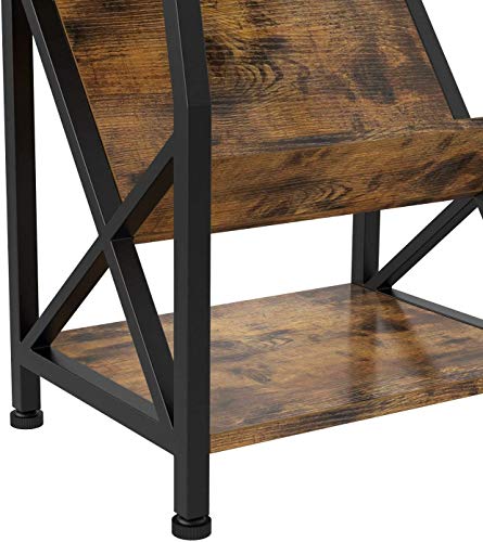 IRONCK Side Tables Living Room, Industrial End Table with Storage Wood ...