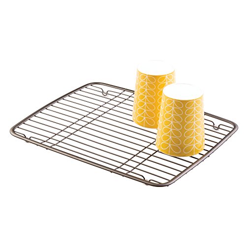 mDesign Kitchen Sink Metal Dish Drying Rack/Mat - Sleek Steel Wire - Allows Wine Glasses, Mugs, Bowls and Dishes to Drain in Sink - Pack of 2, Bronze - Thumbnail 3