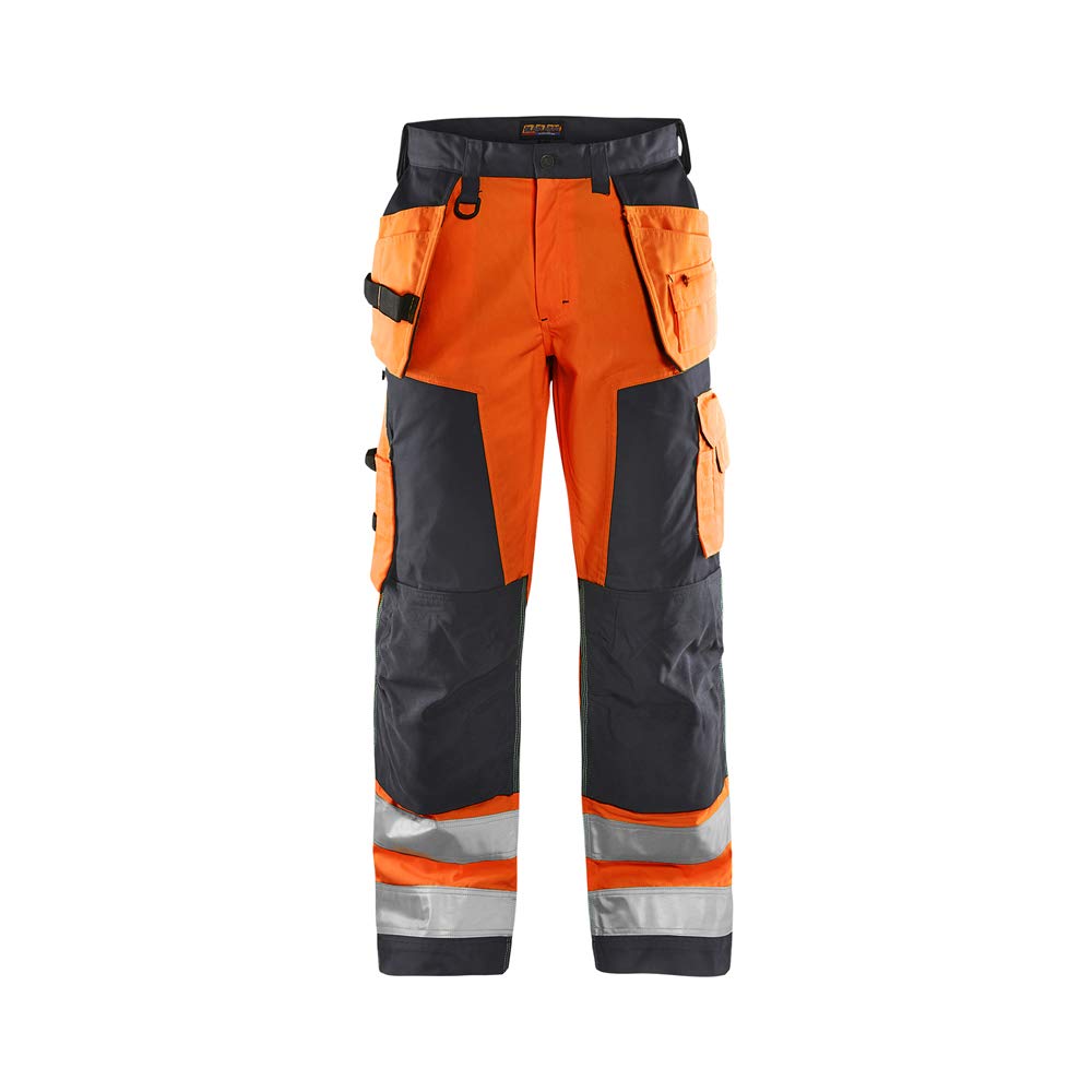 Blaklader 156818115349C60 Craftsman Work Trousers, High Vis Orange/Green, Size C60
