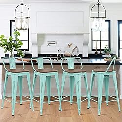 Alunaune 24" Swivel Metal Bar Stools Set of 4