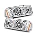 SPPC Headlights Halo Chrome Assembly with LED Halo Rings for GMC Sierra - (Pair) Driver Left and Passenger Right Side Replacement Headlamp