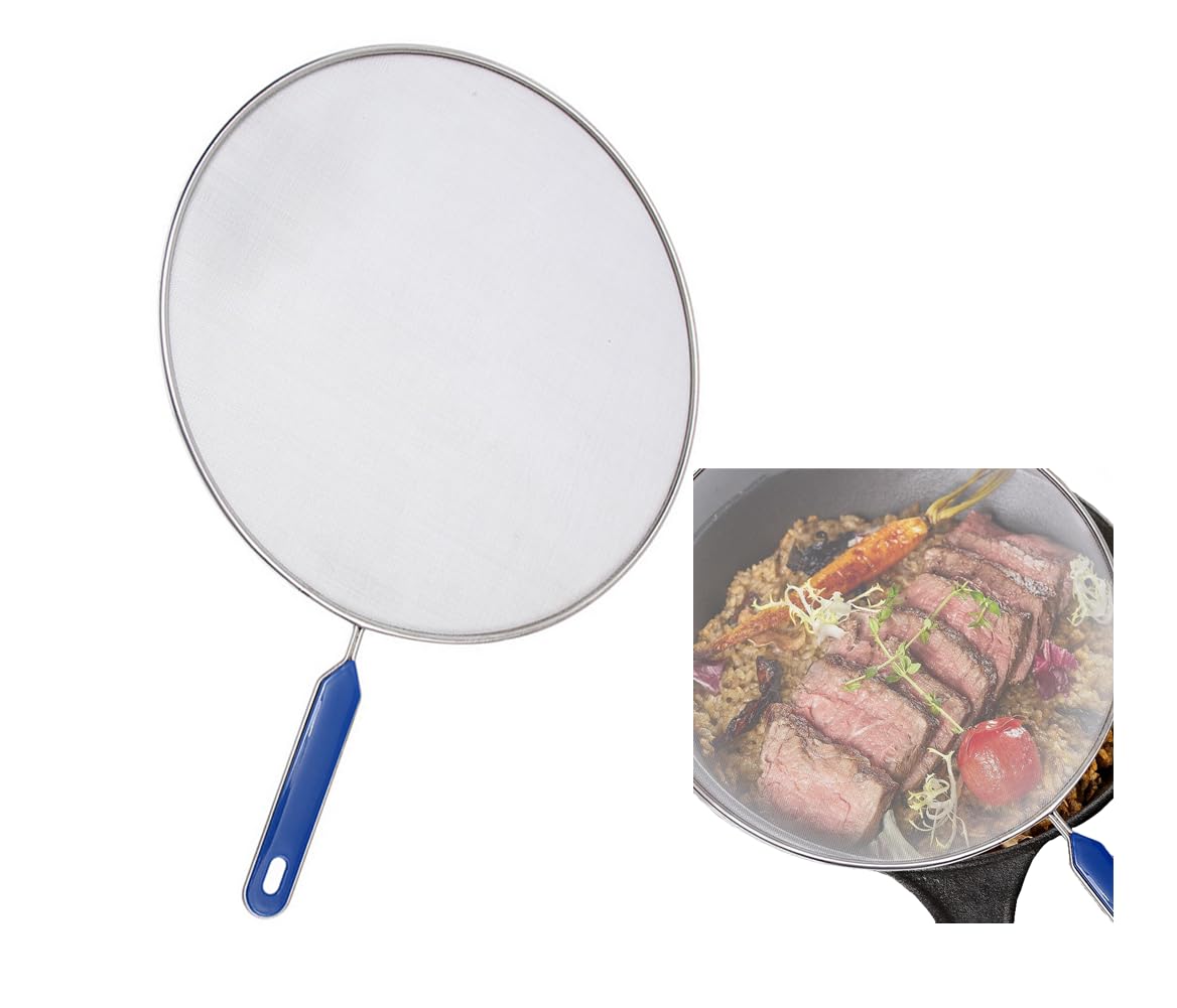29cm/11.4inch Stainless Steel Splatter Guard Grease Oil Shield Mesh Screen for Frying Pan Cooking Anti-Splash Kitchen Accessory