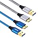 Besgoods Hard Drive USB 3.0 Cable, 2-Pack 6ft USB 3.0 A to Micro B Cable Nylon Braided USB 3.0 Data Charger Cord Compatible with Samsung Galaxy S5, Note 3, Note Pro 12.2, Hard Drive - Blue White