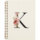 OXW Personalized Initial Letter K Notebook Journal, Custom Notebook for School Girls, Personalized Monogrammed Gifts for Women, Customized Gifts, Monogram Gifts, Hardcover Spiral Notebook 5.5 x 8.3