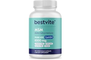 BESTVITE MSM 1000mg Made with OptiMSM (240 Capsules) - No Stearates - GMO Free - Gluten Free - Joint Support