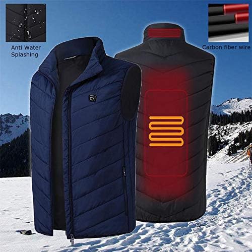 MAOMAOQUEENss Men's Heated Jacket，Soft Heated Vest，Winter Warm Gilet，with USB Charging Insert，for Cold Outdoor Activities, Hunting Camping Hiking Skiing Fishing,Blue-S