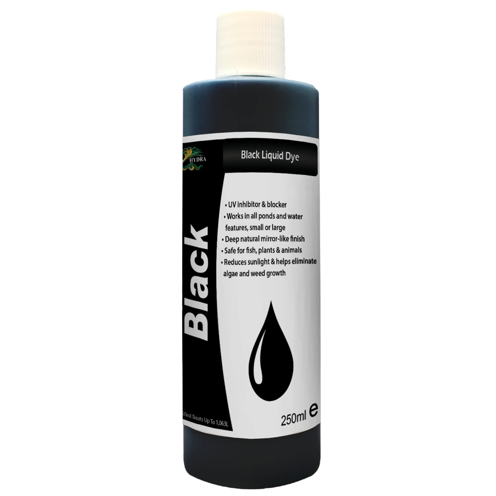 Hydra Black Liquid Dye | 250ml Treats up to 1063L - Concentrated Pond & Water Feature Dye | Safe for Wildlife — image 1