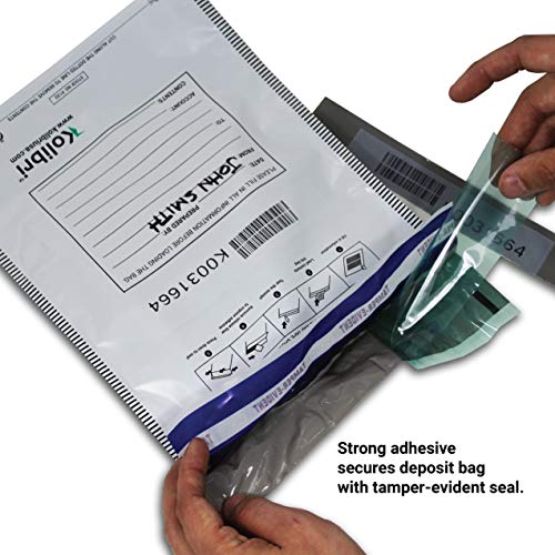 Kolibri Level 4 Security Bank Deposit Bags 9" x 12"- 100 Pack | Tamper Evident Traceable Self-Adhesive Poly Bags for Cash, Checks, Money or Currency Bank Deposits