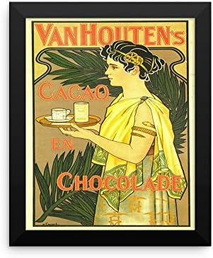 Vintage Poster - Van Houten Cacao en Chocolade 1258 - Enhanced Matte Paper Framed Poster (8x10) - Black Frame