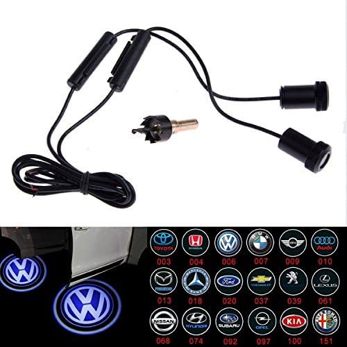 Slite Universal Car LED Projector Door Lamp Ghost Shadow Welcome Light Laser Emblem Logo Kit for BMW with Stylus Dust Plug- 1 Pair (VW)