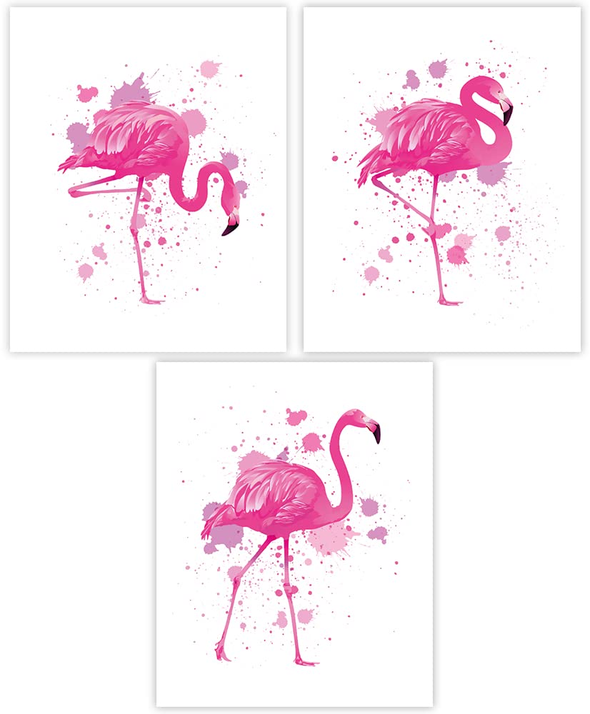 Photo 1 of Pink Flamingo Wall Art Prints - Animal Posters Decorations for Home Decor - Pink Pictures for Bedroom - Beautiful Pics for Living Room - Minimalist Birds Artwork