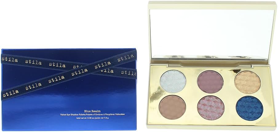 Stila Blue Realm Velvet Eye Shadow Palette 6 Shades Duo Chrome Metallic Matte