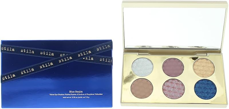 Stila Blue Realm Velvet Eye Shadow Palette 6 Shades Duo Chrome Metallic Matte