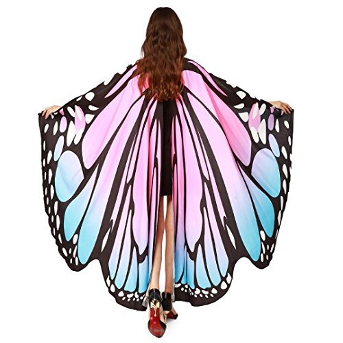 VESNIBA Christmas Party/Thanksgiving Day Prop Soft Fabric Butterfly Wings Shawl Fairy Ladies Nymph Pixie Costume Accessory (168X135CM, B-Pink)