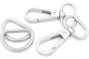 CRAFTMEMORE 10 Sets Silver Snap Hooks Lobster Clasp Swivel Push Gate Fashion Clips with D Rings Craft FSD1 (3/4 Inch)