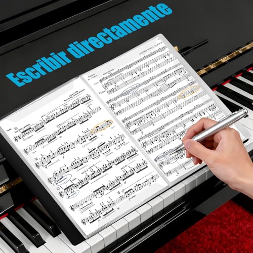 Irich A4 Sheet Music Folder with 4 Expanding Pages, 15 Compartments/60 Pages, Black, for Music Sheets, for Choir