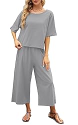Nfsion Summer Cotton Linen Sets for Women 2 Piece