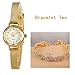 Daimon Women's Wrist Watches with Gold Case and Gold Band (# Green)