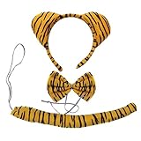 Kinzd Kids Yellow Tiger Party Halloween Costume 3PCs: Ear Headband, Tie, Tail