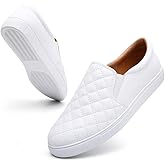 VOCNTVY Womens Loafers Comfort Casual Quilted Leather Slip On Sneakers
