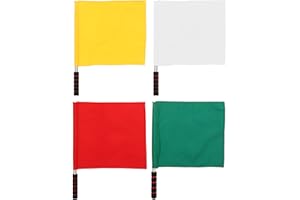 Beavorty 4pcs Handheld Match Signal Flags Set Stainless Steel Red, Yellow, Green, White for Sports Referee