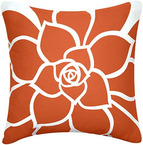 Wabisabi Green Bloom Decorative Modern Organic Cotton Square Throw Pillow Cover, 18 by 18-Inch, Rust Orange