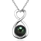 AENEAS Infinity Pearl Necklace for Women Sterling Silver Heart Infinity Whited/Black Pearl Pendant Jewelry Gifts for Women
