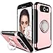 Galaxy J7 2017 Case, J7 Perx Case, Zenic Slim Dual Layer Hybrid Defender Armor 360 Degree Rotating Ring Kickstand Protective Case with Magnetic Case Cover for J7 2017/J7 Sky Pro/Halo (Rose Gold)