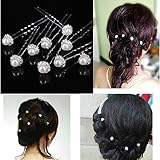 Estone 50Pcs Wedding Bridal Artificial Pearl Flower Crystal Hair Pins Clips Bridesmaid
