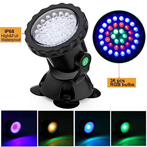 CPROSP Pond Lights IP68 Waterproof 8W Submersible Multi-Color Spot Light Underwater Lights Landscape Decorative Spotlight for Aquarium Garden Pond Pool Tank Fountain Waterfall (Set of 4)