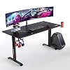 SEVEN WARRIOR Gaming Desk 60 INCH, T- Shaped Carbon Fiber Surface Computer Desk with Full Desk Mouse Pad, Ergonomic E…