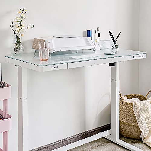 FLEXISPOT EG8 Glass Electric Standing Desk with Drawers Charging USB