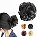 FESHFEN Messy Bun Hair Piece - Elastic Wavy Curly Hair Bun Scrunchies Extensions Synthetic Chignon Hairpieces for Women Girls, Off Black 1 PCS