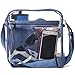 Clear Stadium Bag with Denim Trim | NFL NCAA PGA NASCAR Approved 10 x 10 x 5 Crossbody Messenger with Adjustable Shoulder Strap | Dakbee Original with Zippered Pockets| Bonus Denim Privacy Clutch