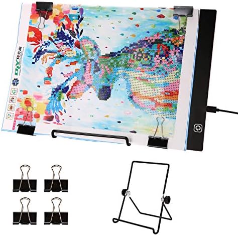 Diamond Painting A4 LED Light Pad, Dimmable Light Board Kit, Apply to Full Drill & Partial Drill 5D Diamond Painting Accessories with Detachable Stand and Clips