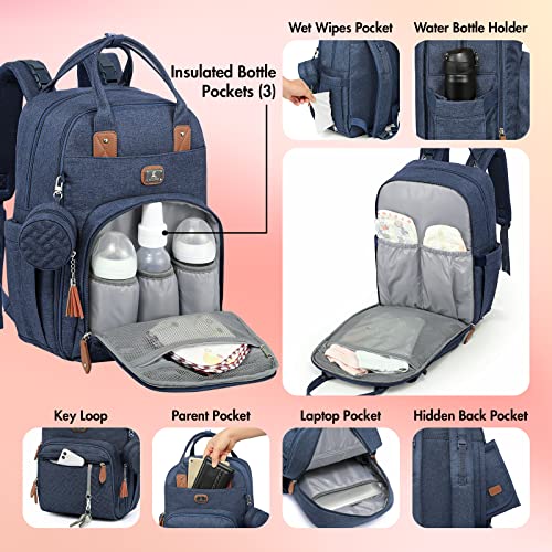 Dikaslon Diaper Bag Backpack with Portable Changing Pad, Pacifier Case
