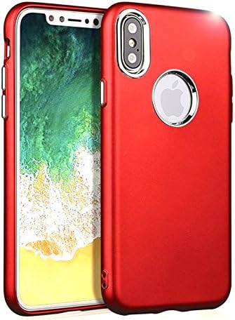 iPhone X Case, Liquid Sparkle Floating Luxury Shockproof Protective Bumper Silicone Case with metal buttons RED