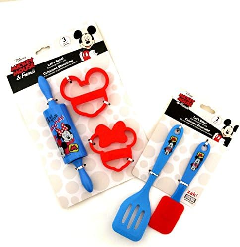 Disney Mickey Mouse & Minnie Mouse Cookie Cutter Kids Cooking Set Bundle (5 Items)