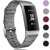 Maledan Bands Compatible with Fitbit Charge 3 & Charge 3 SE Fitness Activity Tracker for Women Men, Breathable Woven Fabric Replacement Accessory Strap