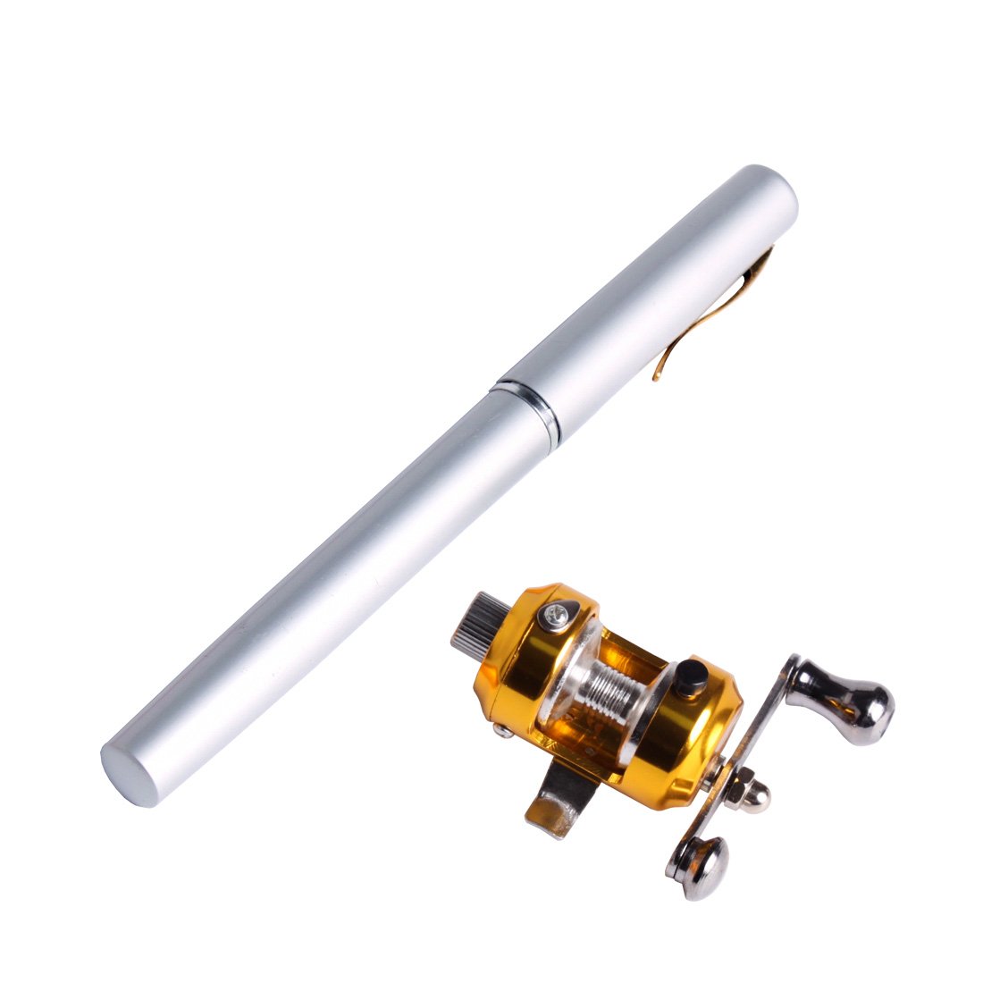 Andux Mini Portable Fishing Rod of the Pen Fishing Gear, Carbon Rock Fishing Rod, Saltwater Fishing Rod GBG-01 (Silver)