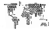 Jessie&letty World Map Wall Sticker Country Name Wall Sticker Decal in Words-large Text World Map Stickers for Home or Office Decor