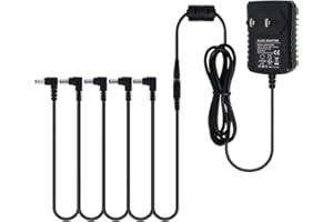 Pigtone Guitar Pedal Power Supply Adapter 9V DC 1A Tip Negative 5 Way Daisy Chain Cables for Guitar Effect Pedal