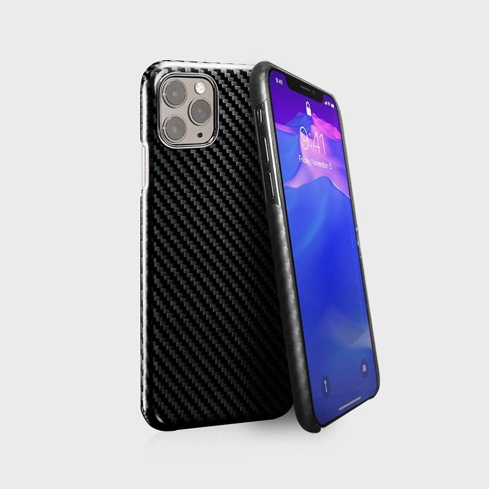 monCarbone Carbon Fiber Compatible with iPhone 11 Pro Max Case 6.5” Real 100% Ballistic Fiber Minimalist Slim Perfectly Fit Durable Case Cover Phone with Removable Lens Bumper – Glossy Black