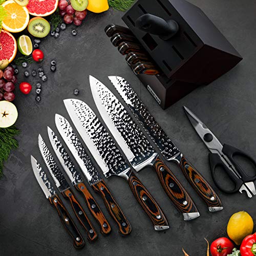 Knife Set, Elegant Life 15-Piece Kitchen Knife Set with Block Wooden, Manual Sharpening for Chef Knife Set, Self Sharpening for Chef Knife Set, Japan Stainless Steel, Boxed Knife Sets - Thumbnail 5