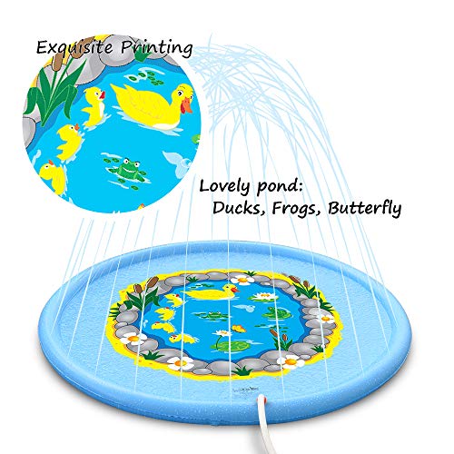Sprinkle and Splash Play Mat, 68 Inches Duck Wading Pool Pad, Durable Sprinkler Pad, Outdoor Water Sprinkler Toys for Kids - Thumbnail 2