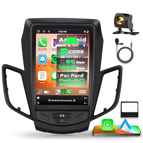 6G+128G 8 Core Wireless Carplay Android Car Radio for Ford Fiesta MK7 2009-2016 9.7 Inch Car Radio with Android Car GPS Navi WiFi Mirror Link Bluetooth FM/RDS/DSP EQ/USB/SWC Rear Camera
