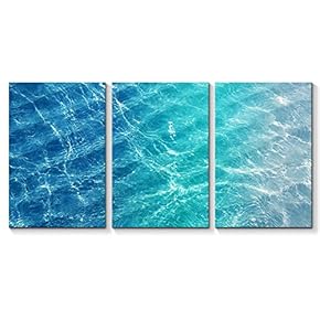 3 Piece Canvas Wall Art for Living Room Bedroom Home Artwork Blue Ocean Sea Paintings Ready to Hang - 16"x24" x 3 Panels