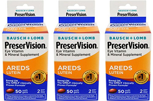 Bausch & Lomb Preservision with Lutein Eye Vitamin & Mineral Supplement, 50-Count Soft Gels (Pack of 3) Bausch & Lomb Preservision with Lutein Eye Vitamin & Mineral Supplement, 50-Count Soft Gels (Pack of 3)