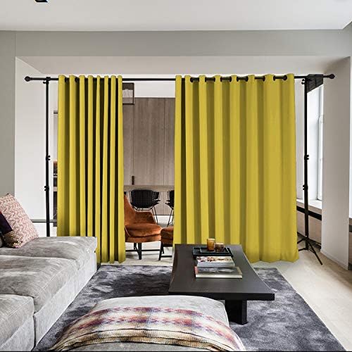 cololeaf Privacy Room Divider Solid Grommet Top Heavy Thick Thermal Drape Curtain Panel for Hospital Ward Clinic Lab SPA Hotel Office Living Room, Yellow 8ft Wide x 7ft Height (1 Panel)